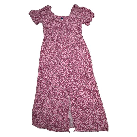 Old Navy Waist-Defined Midi Dress Women’s S Pink Ditzy Floral Cottagecore Boho - Picture 1 of 6